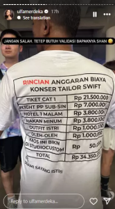 Kaos unik yang dipakai di konser Taylor Swift